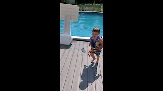 Lil' Joe loves the pool