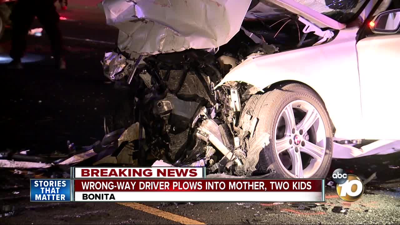 Wrong-way driver plows into mother, two kids