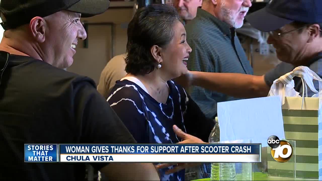 Woman gives thanks for support after scooter crash