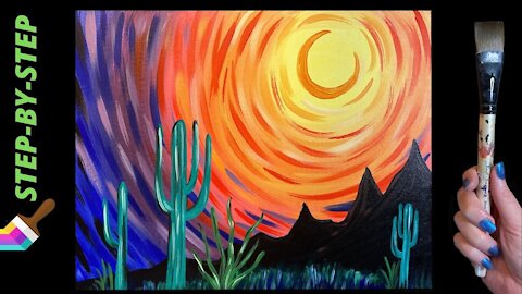 'Desert Sunset' - Easy acrylic painting tutorial