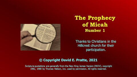 Video Bible Study: Micah - #01