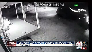 Amazon worker caught on cam driving through yard