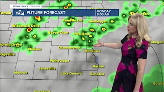Showers and a few storms on Monday