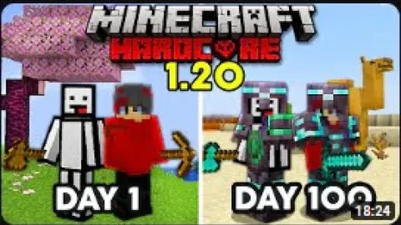 Unbelievable! 2 players survived 100 days in Hardcore Minecraft with 1.20  TRAILS & TALES UPDATE!!!