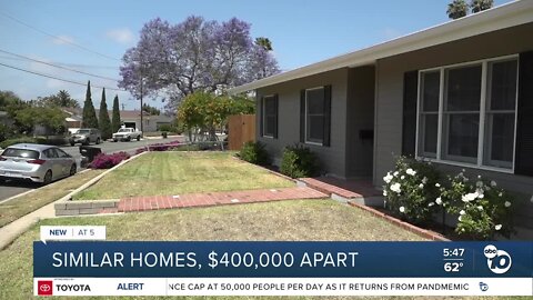 Similar homes separated by $400,000 price tag