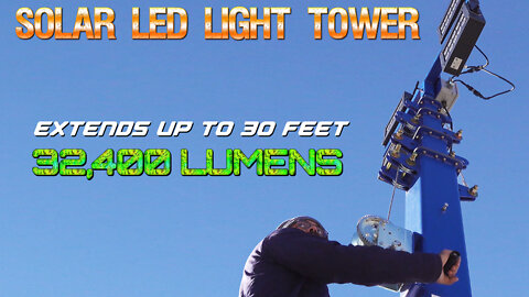 580W Solar Light Tower - 30' Tower - 14' Trailer - (4) LED Lamps - 4kW Generator - Timer/Sensor
