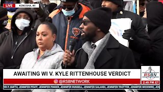 Protester Outside Kenosha Courthouse Calls For Peace After Verdict