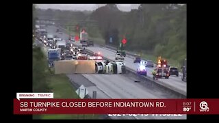 Southbound Turnpike shutdown in Martin County after semi crash