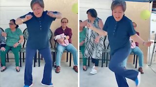 Elderly woman shows off incredible dance moves