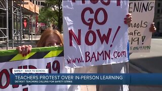 Detroit teachers protest after union authorizes strike that could halt in-person learning
