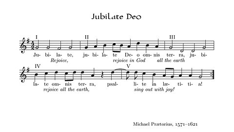 Jubilate Deo á 5 - a round attributed to Michael Praetorius