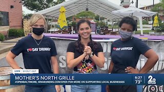 Mother's North Grille says "We're Open Baltimore!"