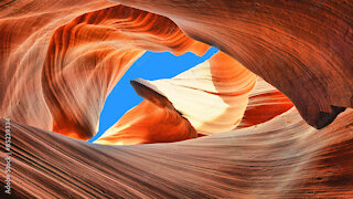 Antelope Slot Canyon With Wavy And Smooth Massive Sandstone Walls Orange Color