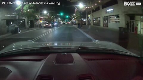 Furious skateboarder breaks vehicle windshield