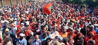 EFF supporters welcome their leadership as they arrive at Senekal