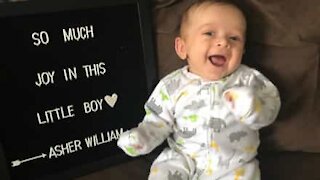 Baby can't stop laughing at hearing random words