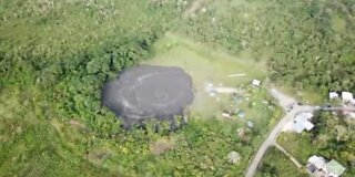 Drone footage of mud volcano eruption in the Caribbean