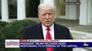 President Trump releases video responding to storming of the Capitol