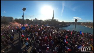 Protests Against COVID Mandates Near Eiffel Tower