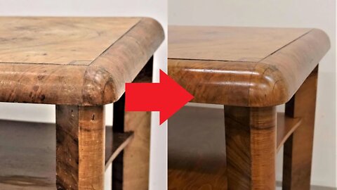 10 layers of shellac / Art Deco table restoration