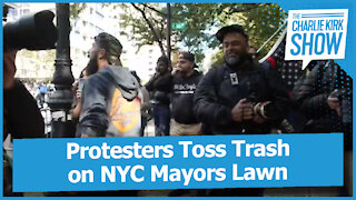 Protesters Toss Trash on NYC Mayor's Lawn