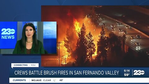 Crews battle brush fires in San Fernando Valley