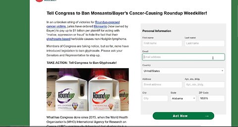 Tell Congress to Ban Monsanto/Bayer’s Cancer-Causing Roundup Weedkiller!