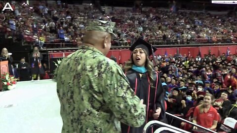 Navy Officer Travels Over 30 House To Surprise Daughter At Graduation Ceremony