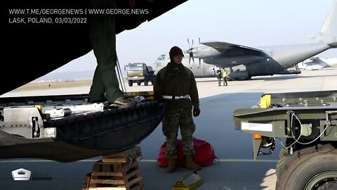 U.S. Air Force depart Lask Air Base, Poland on a Polish C-130, 03/03/2022
