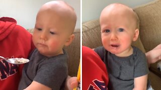 Baby Tries Dippin' Dots For The First Time, Has Hysterical Reaction