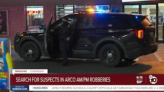 San Diego police search for suspects in gas station robberies