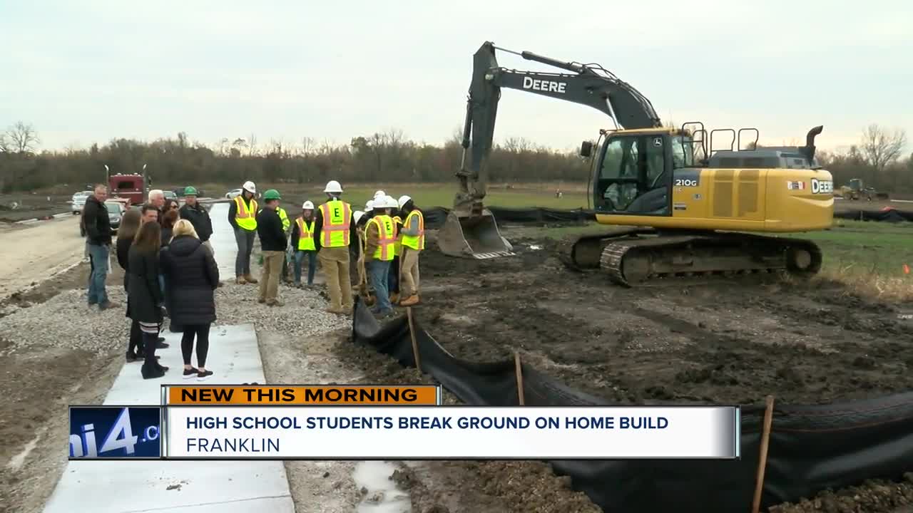 Franklin High School construction students break ground on home build
