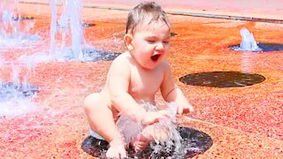 Funny Baby Playing With Water - Baby Outdoor Video-2021