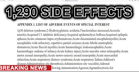 Secret Pfizer VAX Adverse Side Effects Data RELEASED: 1,290 SIDE EFFECTS