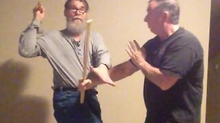 JKD Sifu Mike Goldberg Demonstrates A Kali Stick Fighting Close Quarters Drill