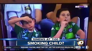 Video shows a child smoking at a soccer game?