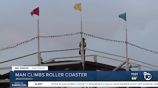 Man climbs Belmont Park rollercoaster