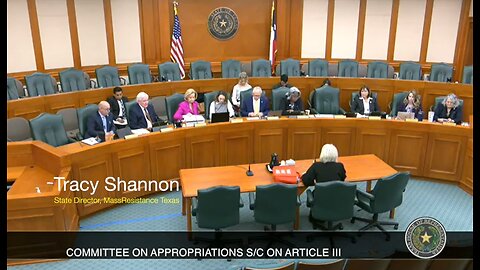 Tracy Shannon in Austin, TX - Testimony to Committee on Appropriations S/C on Article III