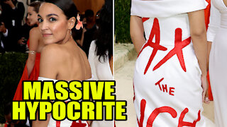 AOC Hypocrite at Met Gala in Designer Dress "Tax the Rich"