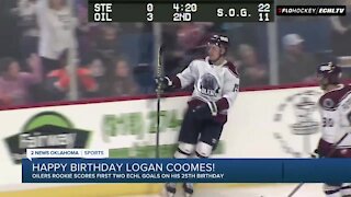 Logan Coomes scores twice on his birthday