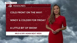 Colder, windy, with light snow Friday