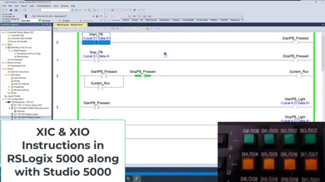 Ladder Logic Programming Basics - XIC & XIO Instructions In RSLogix 5000