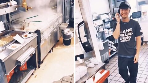 Burger King employee captures epic fryer overflow disaster