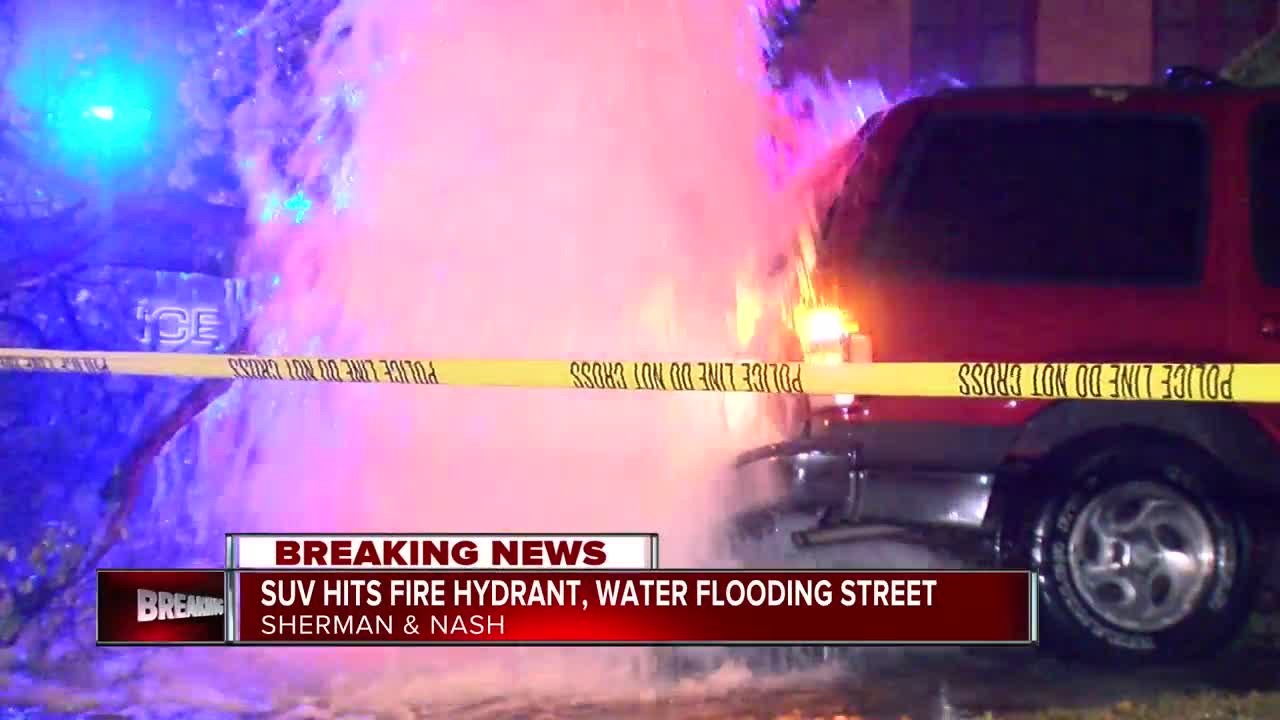 Fire hydrant crash causes street flooding on north side