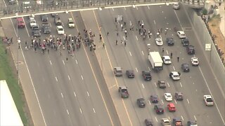 Protesters block I-25 in Denver during George Floyd protests