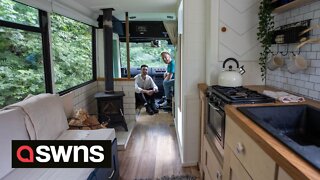 UK friends struggling to get on property ladder convert 1995 bus into stunning home