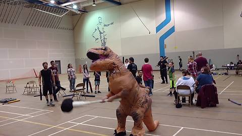 T-Rex tries live action role-playing, gets destroyed