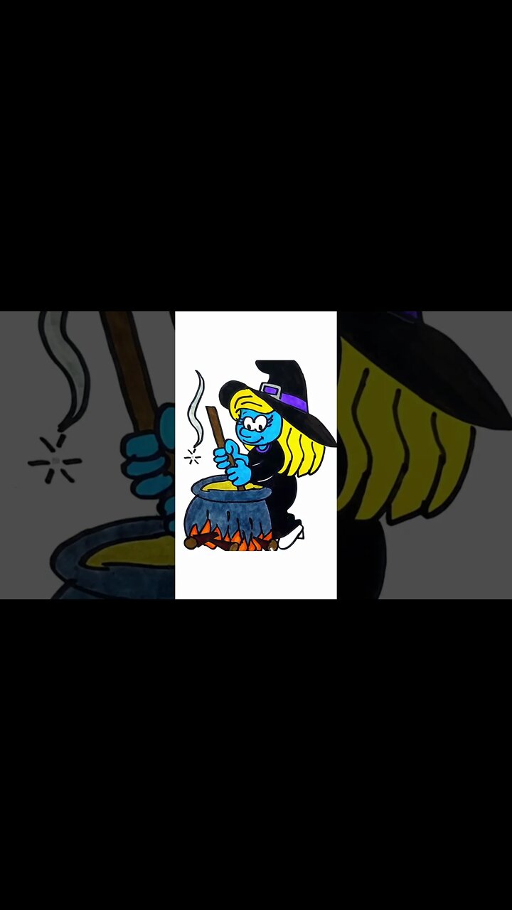 How to draw and paint Smurfette The Smurfs Witch Halloween #shorts