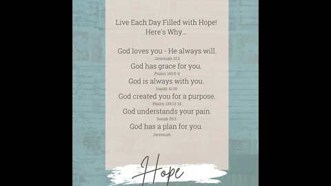 Live Each Day Filled with Hope!