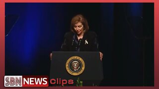 PELOSI ALMOST FALLS ON HER FACE After Saying "God Bless Harry Reid - 5841